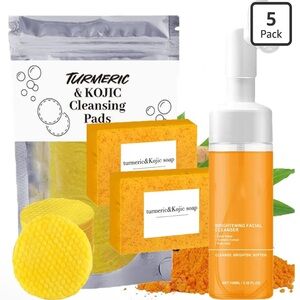 Turmeric Wash and Care 4 Piece Set Tumeric Soap Facial Cleaner Skincare Set New